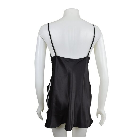 La Senza Slip Dress Nightgown Side Slits Lingerie Black Teddy Size Large - Picture 8 of 12